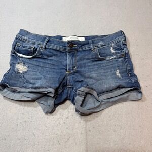 Abercrombie Fitch Denim Jean Shorts‎ Distressed Cuffed Womens Size 4 W27